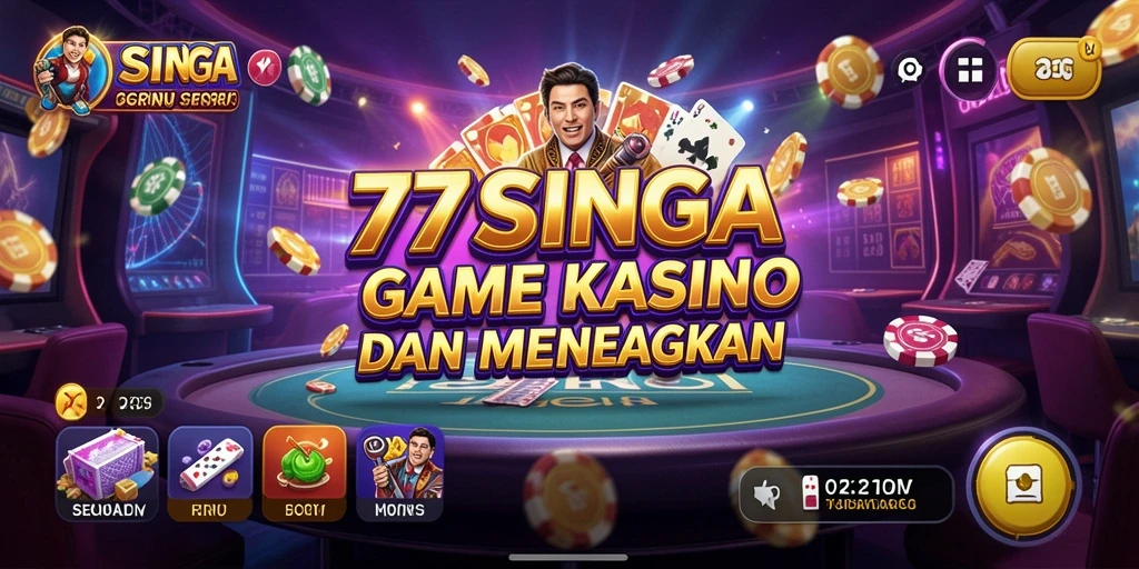 Screenshot gameplay 77SINGA menunjukkan suasana Kasino yang mendebarkan.