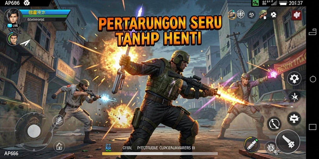 Screenshot game AP686 menampilkan pertarungan seru dengan karakter yang dinamis.