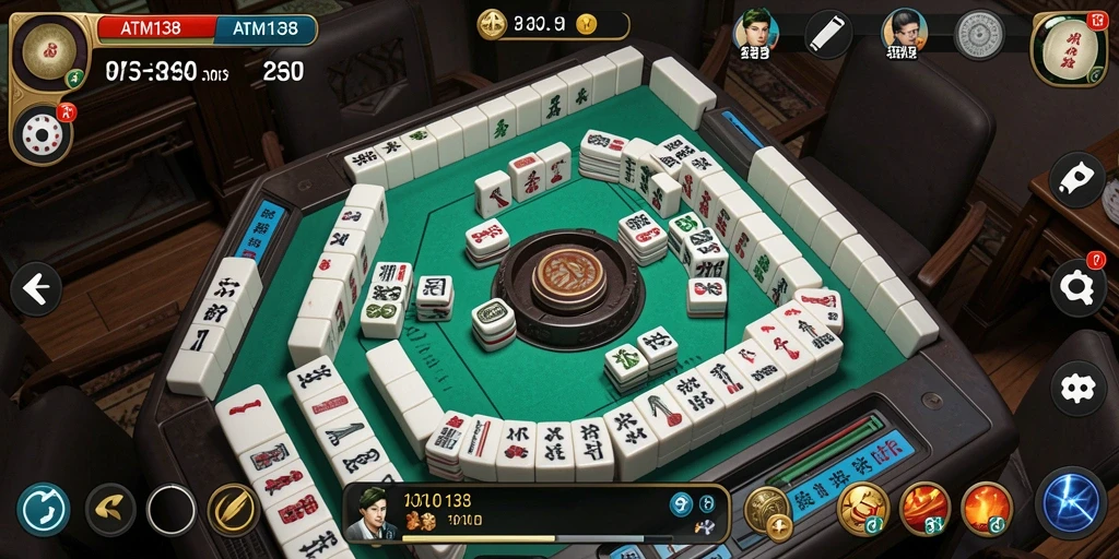 Screenshot gameplay ATM138 menampilkan suasana seru dalam permainan Mahjong.