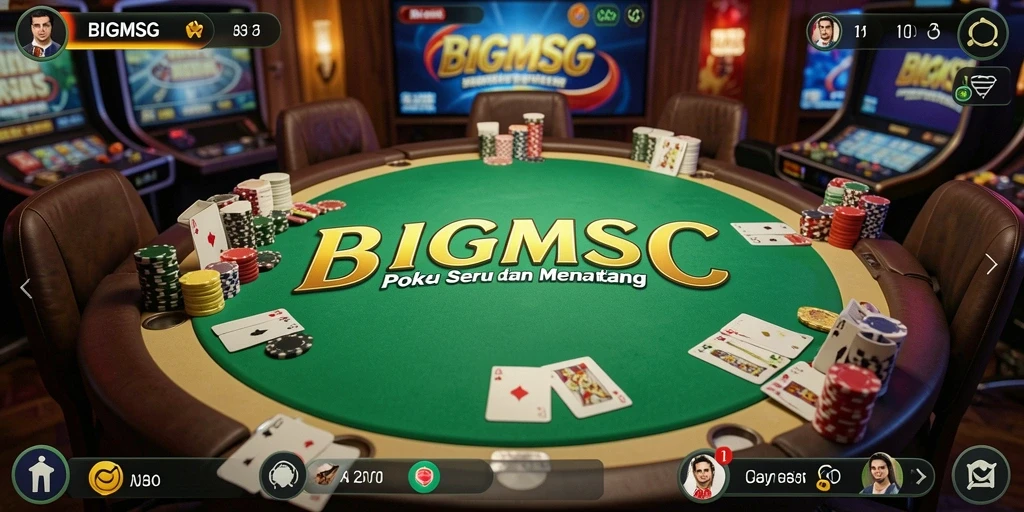 Screenshot gameplay BIGMSG menampilkan suasana poker yang mendebarkan.