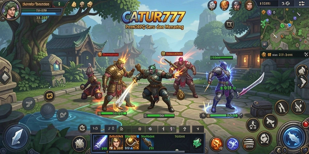 Tampilan gameplay seru dalam dunia MMORPG CATUR777.