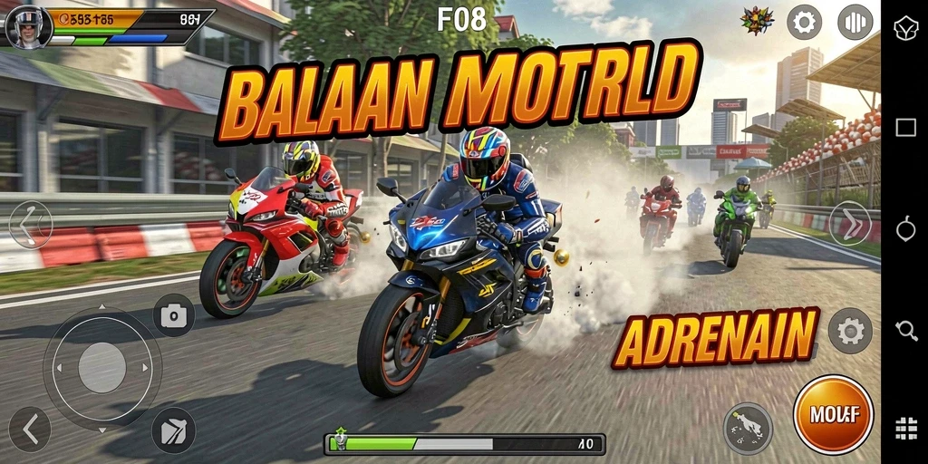 Gameplay mendebarkan dengan balapan motor yang penuh aksi.