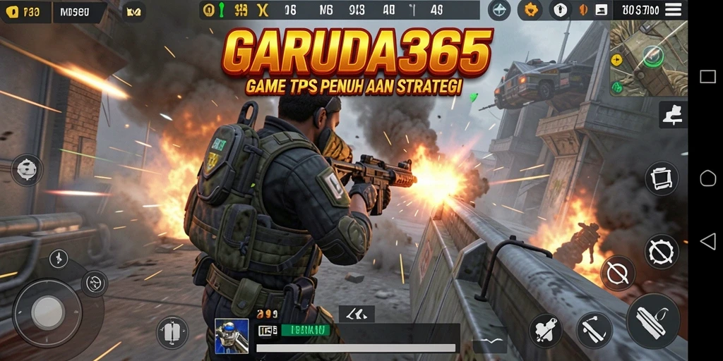 Menampilkan aksi seru dalam gameplay TPS GARUDA365.