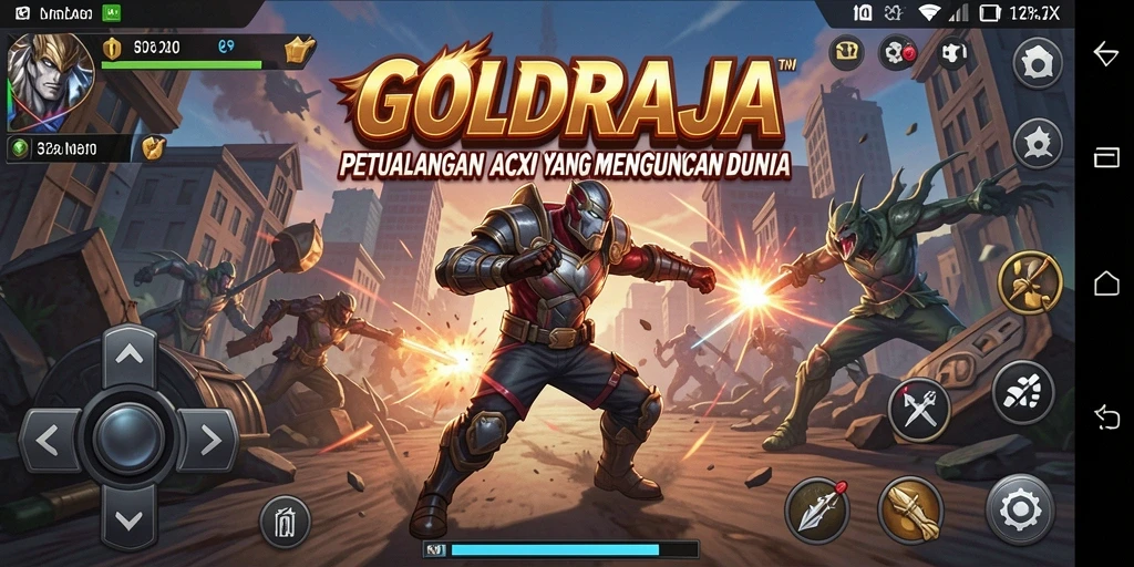 Gameplay mendebarkan di <strong>GOLDRAJA</strong> dengan pertarungan aksi yang intens.