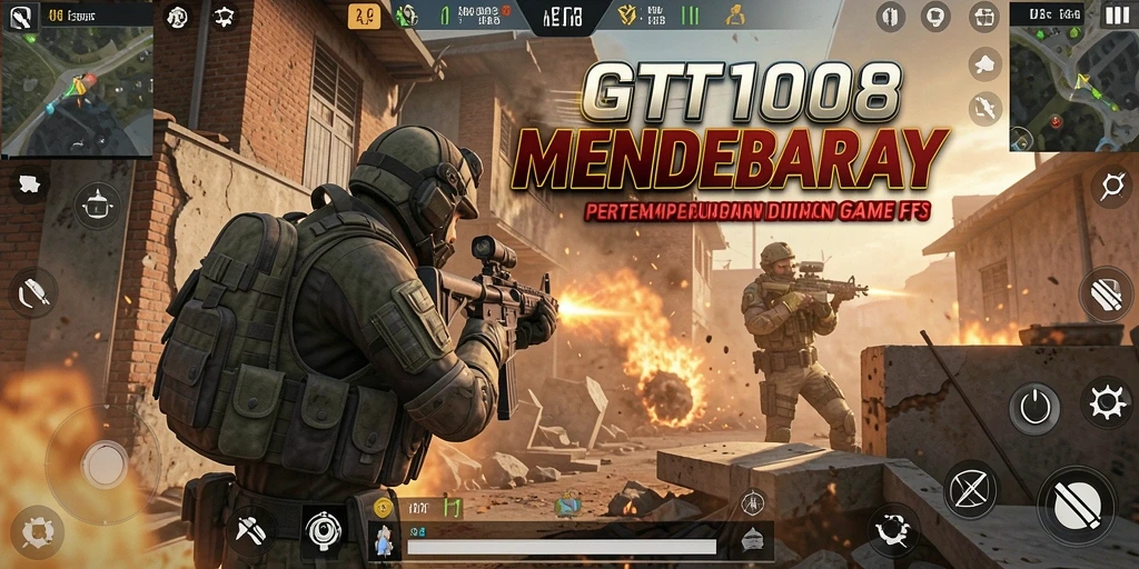 Screenshot gameplay GT108 yang menunjukkan aksi tembak-menembak yang seru.