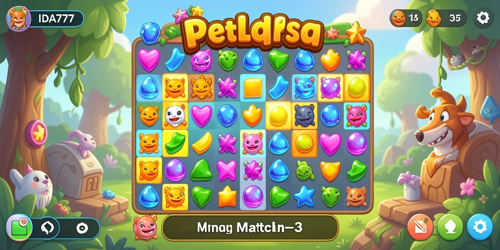 Screenshot menunjukkan gameplay seru dalam permainan Match-3.
