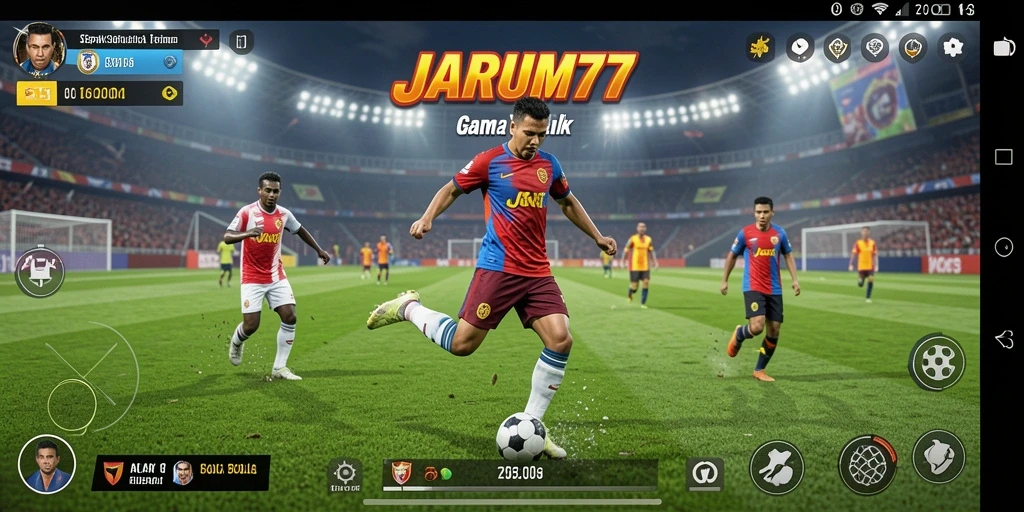 Menampilkan aksi seru pertandingan sepak bola di JARUM77.