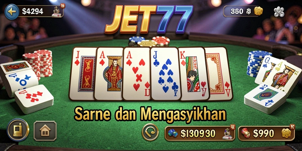 Tangkapan layar gameplay JET77 menampilkan aksi seru permainan domino.