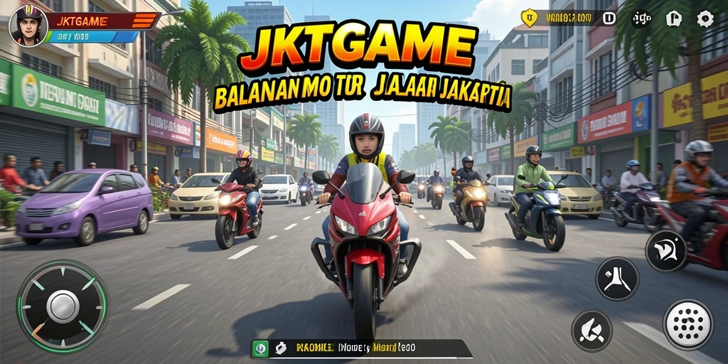 Tampilan gameplay balapan motor di JKTGAME yang mendebarkan.