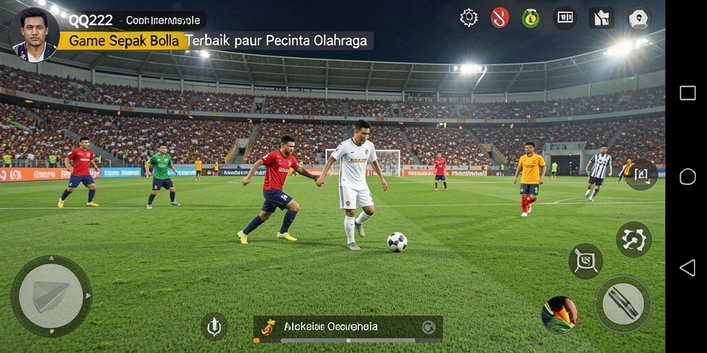 Screenshot gameplay <strong>QQ222</strong> yang menunjukkan aksi seru dalam pertandingan sepak bola.