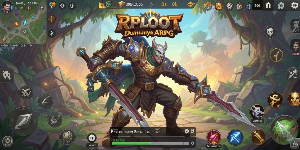 Tampilan dinamis dari gameplay RPLOOT yang menggambarkan aksi seru.